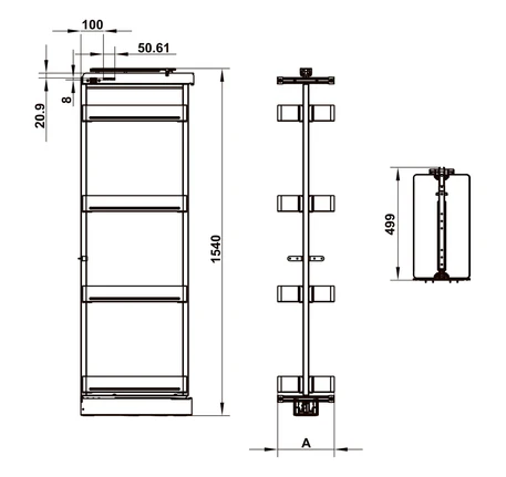 Rổ tủ đồ khô cánh kéo Utensio Plus - Ảnh 3