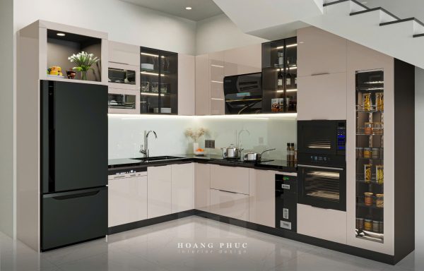 Tủ bếp Nâu Be Ấm Áp