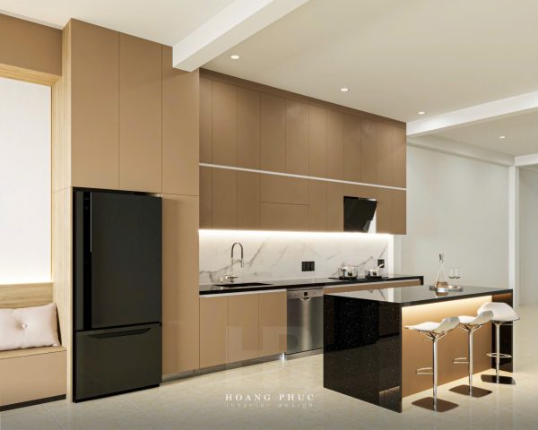 Tủ bếp Nâu Be Ấm Áp