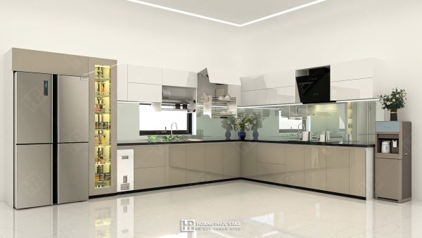 Tủ bếp Nâu Be Ấm Áp